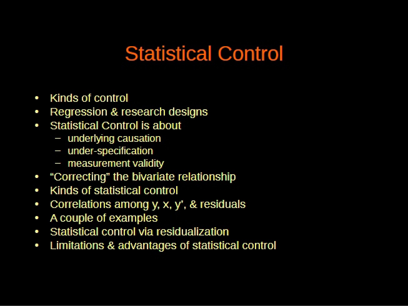 Control of Statistics