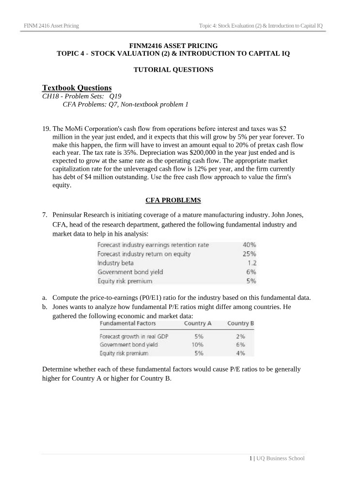 Week 4 Tutorial Questions