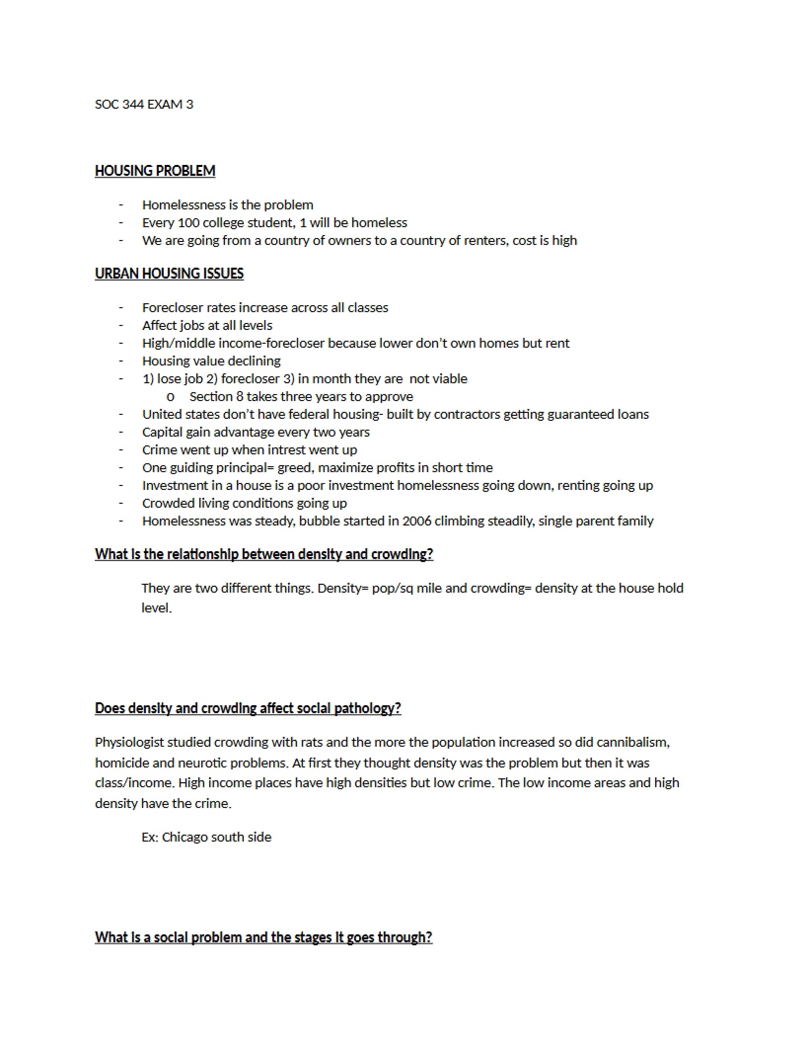 Study Guide for Exam Three