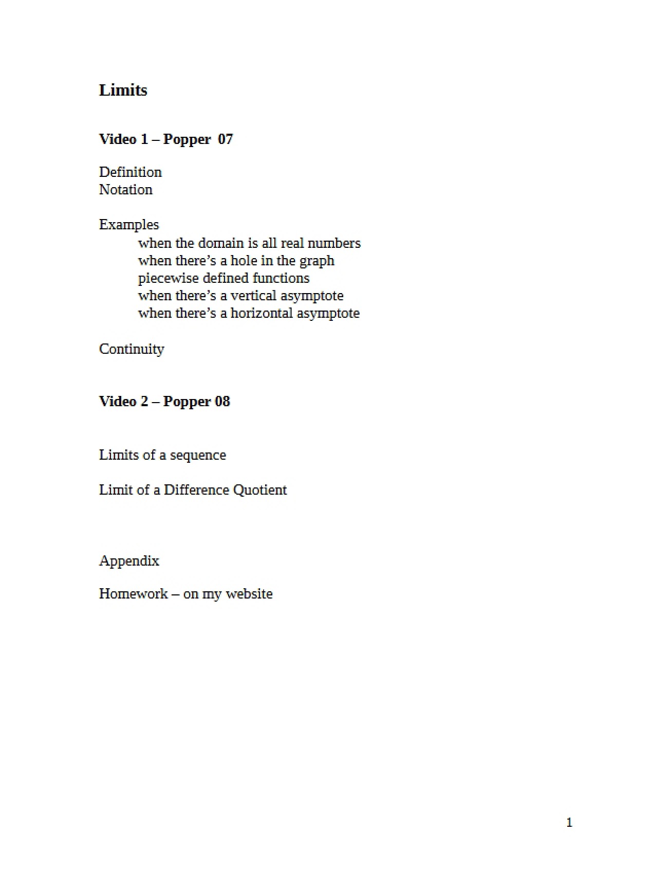Limits Concepts