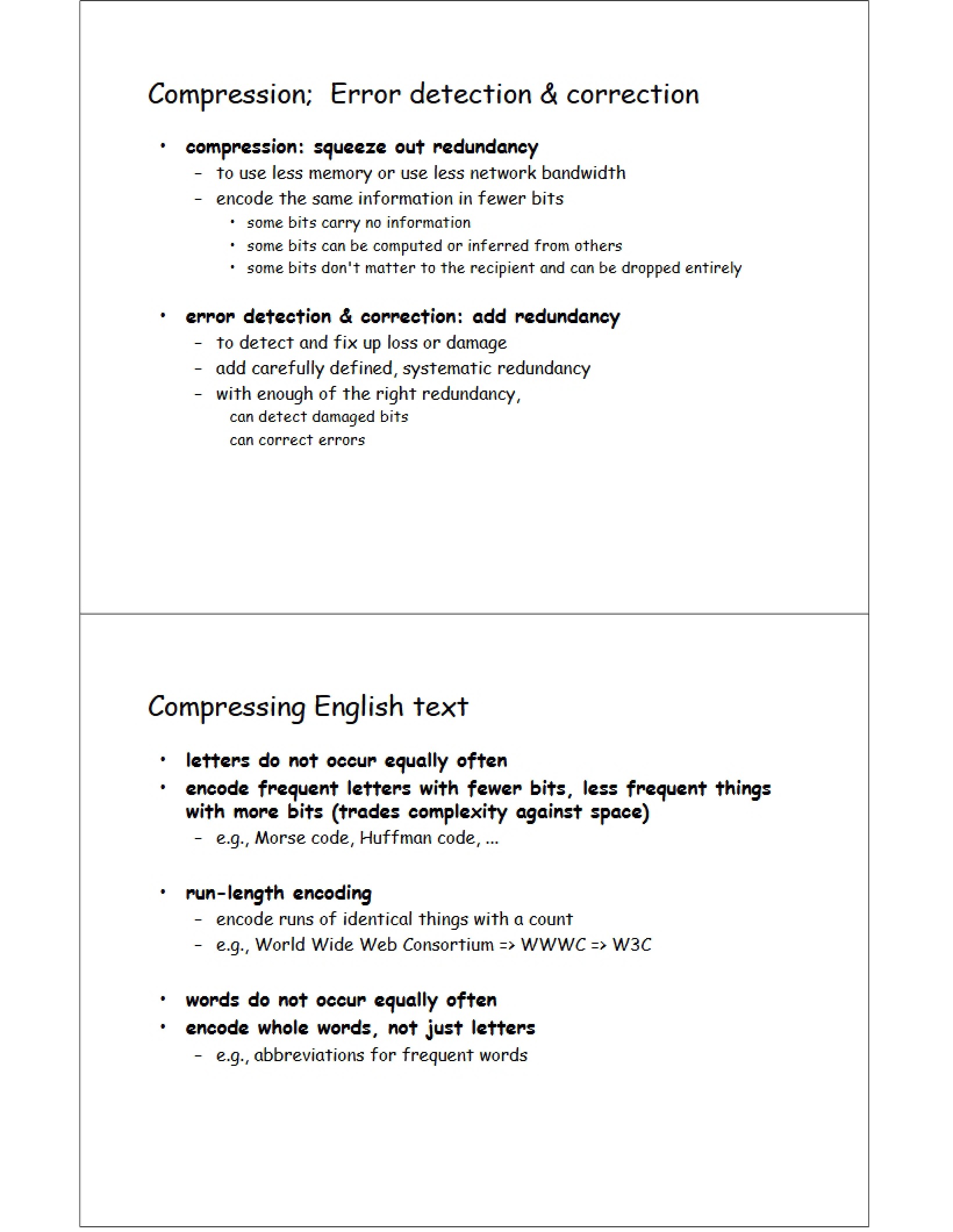 Error Correction, Detection, and Compression