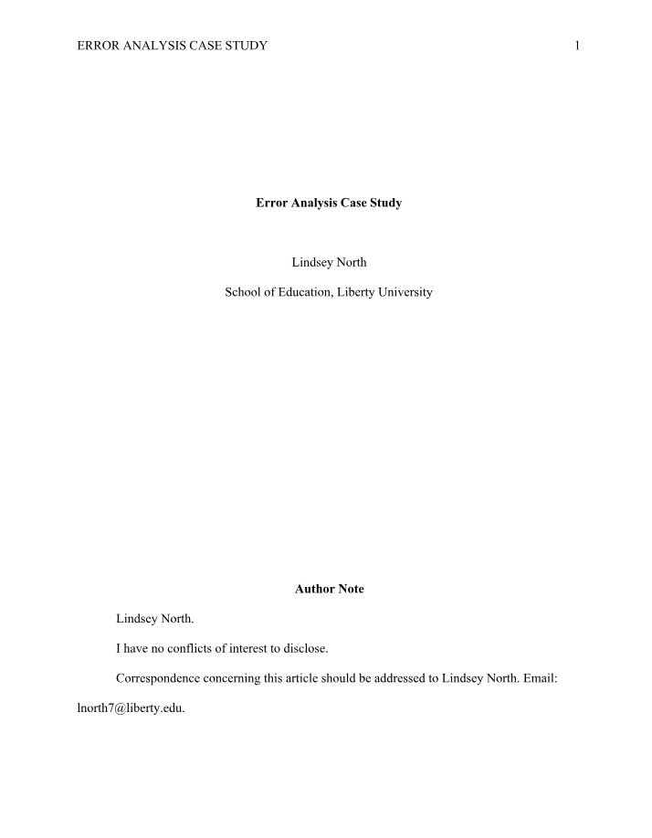 Error Analysis Case Study Draft A