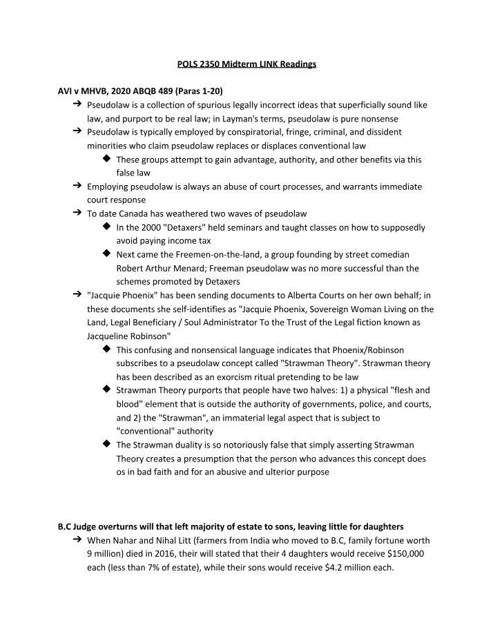 Midterm Readings for POLS 2350