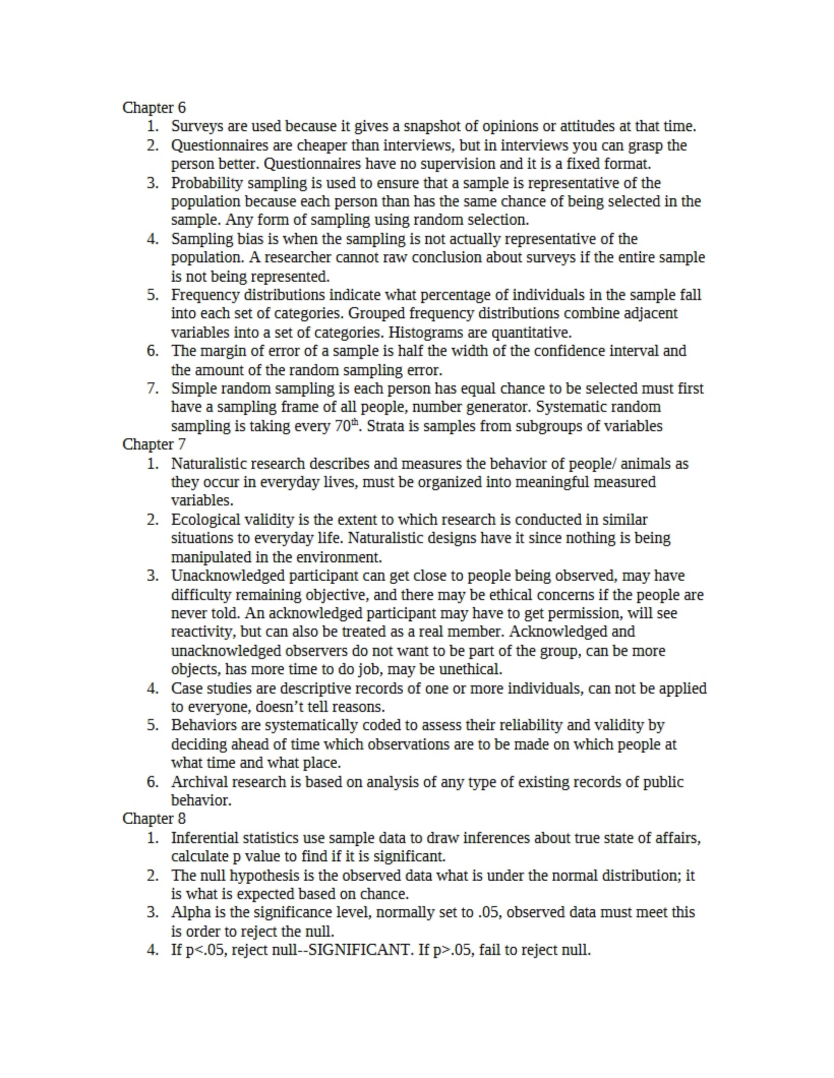 Material from Chapter Six