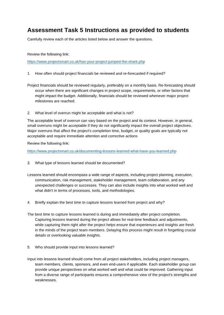 Project Financial Management - Review and Re-Forecast