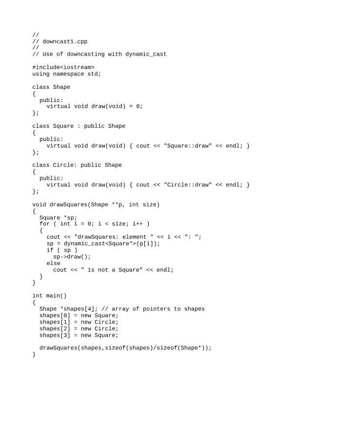 Downcast 1 Code