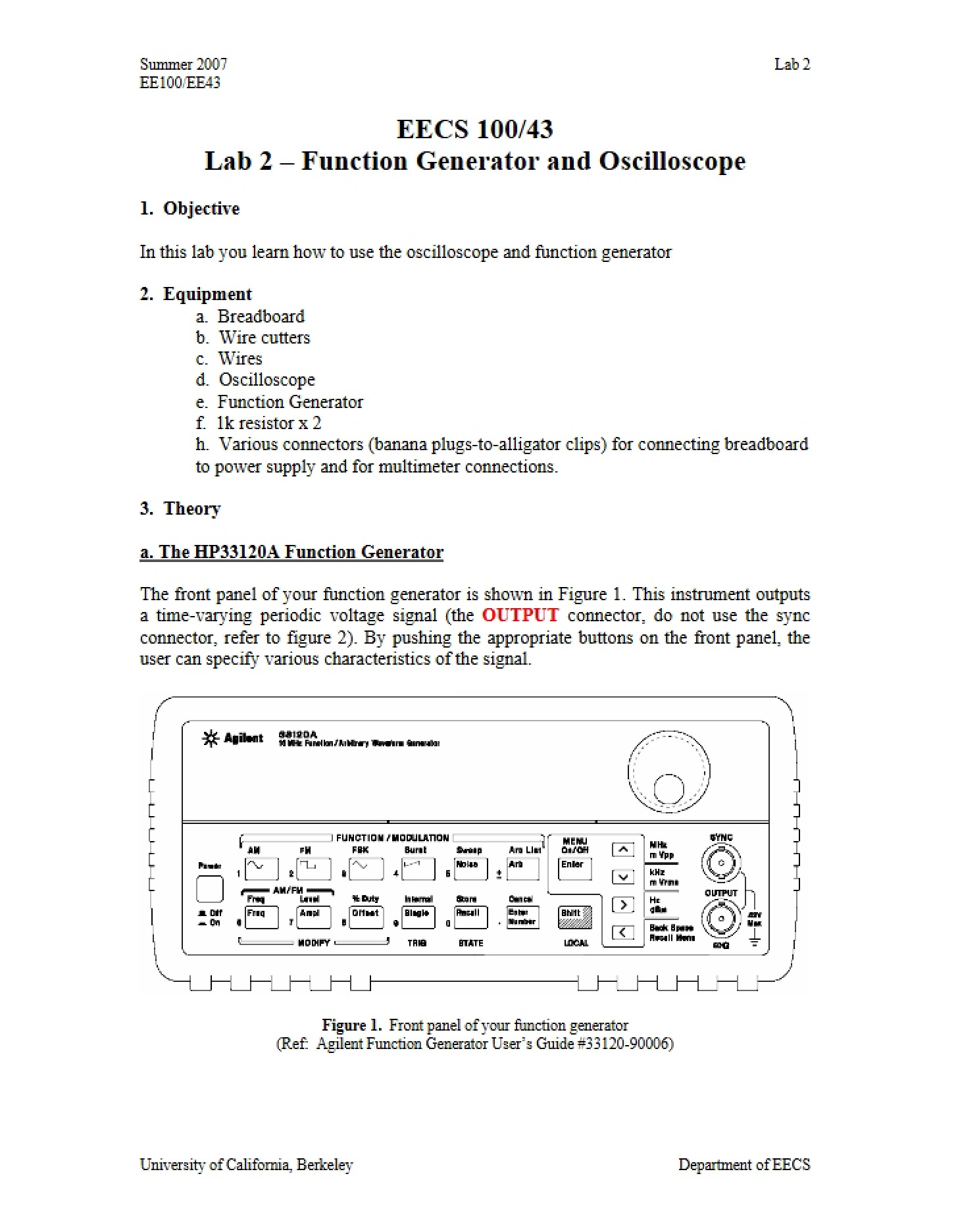 Function Generator and Oscilloscope Lab Two