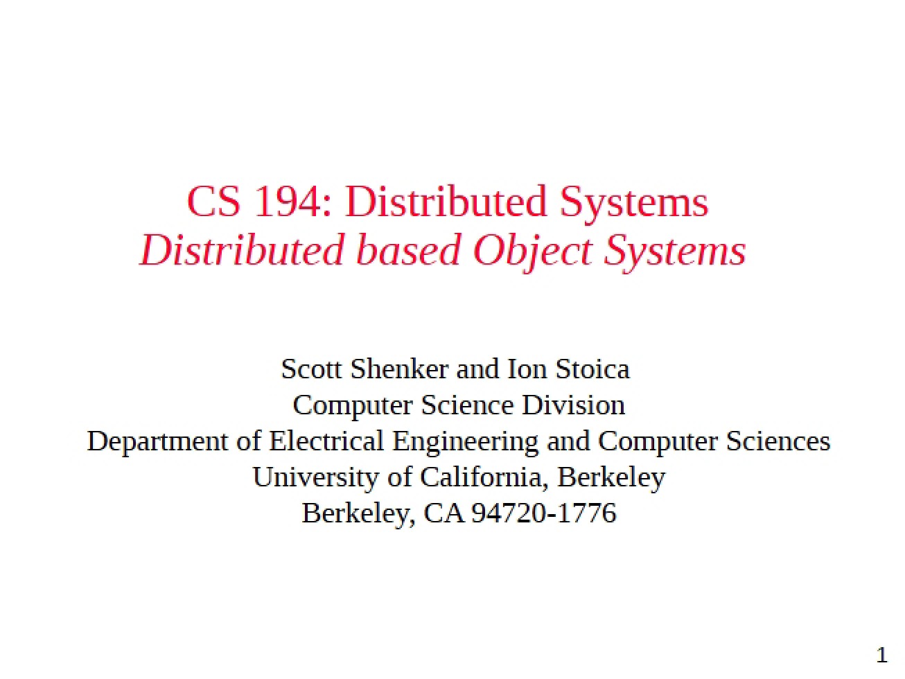 Object Systems (Distributed)