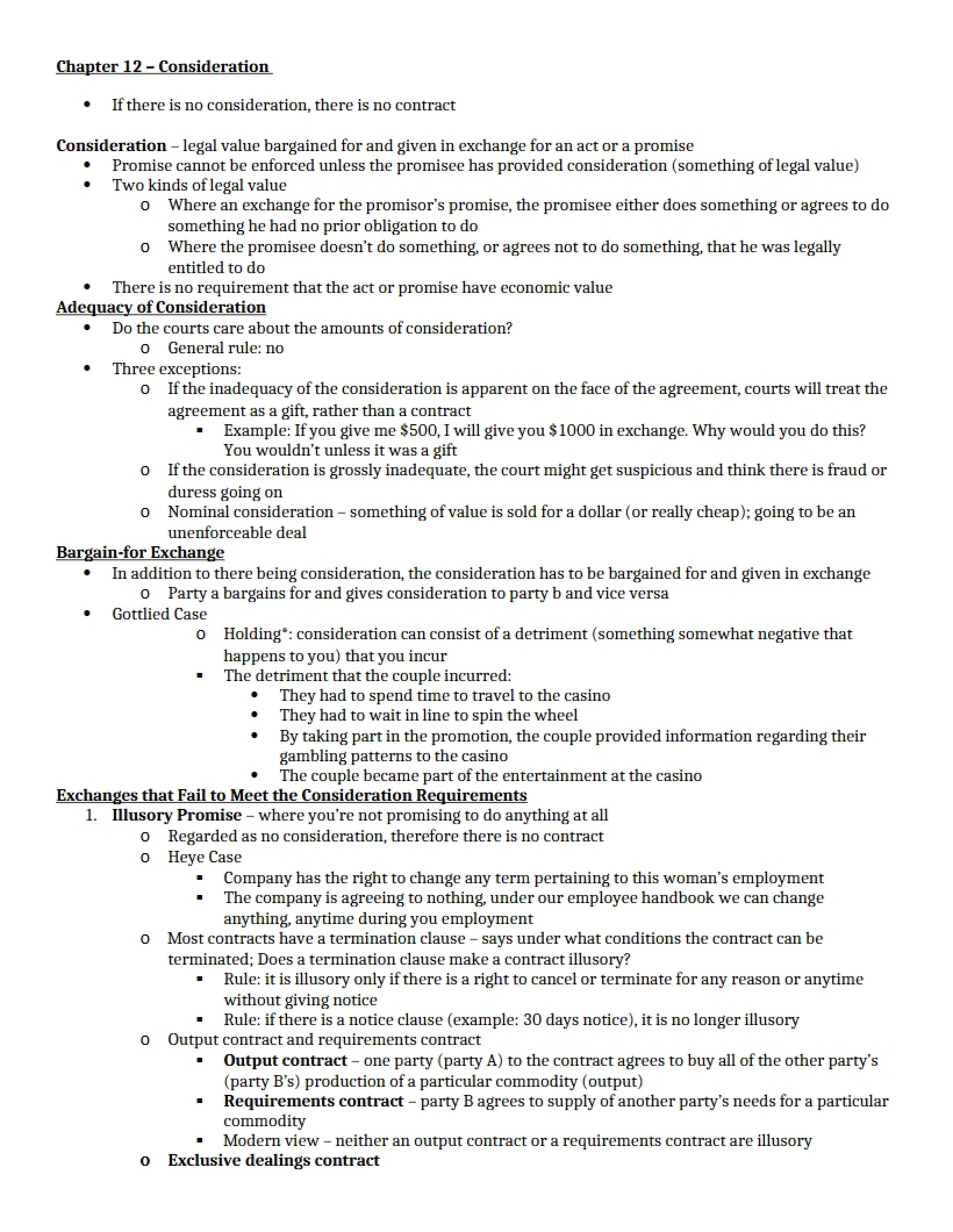 Chapter 12 Consideration
