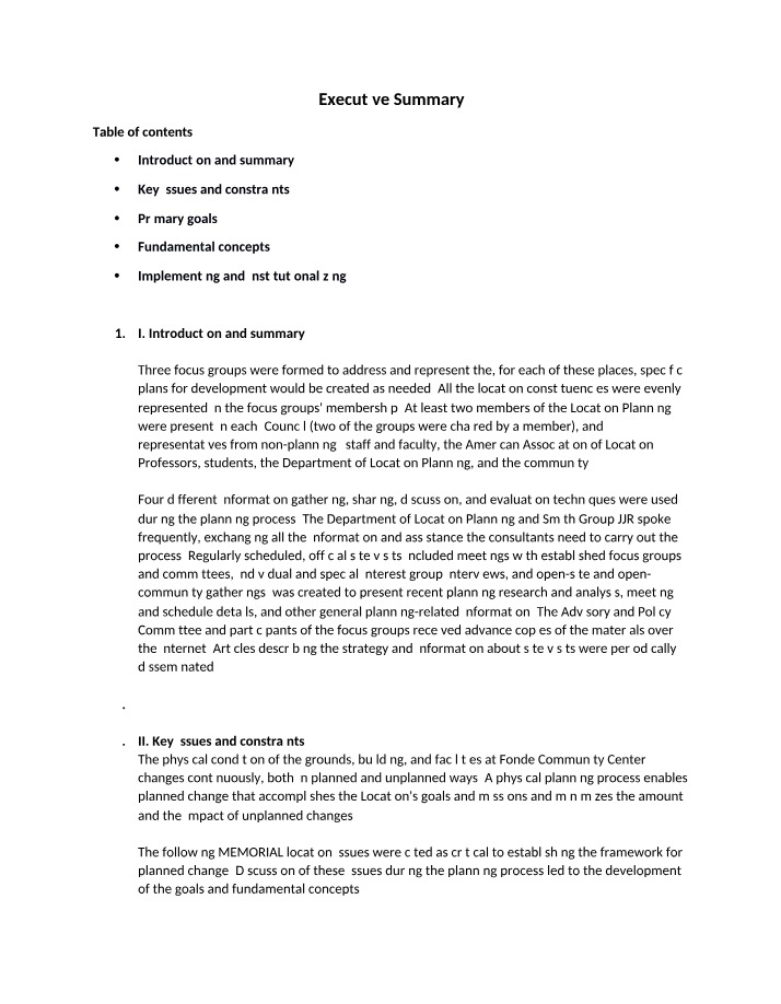 Executive Summary for SPMT 440