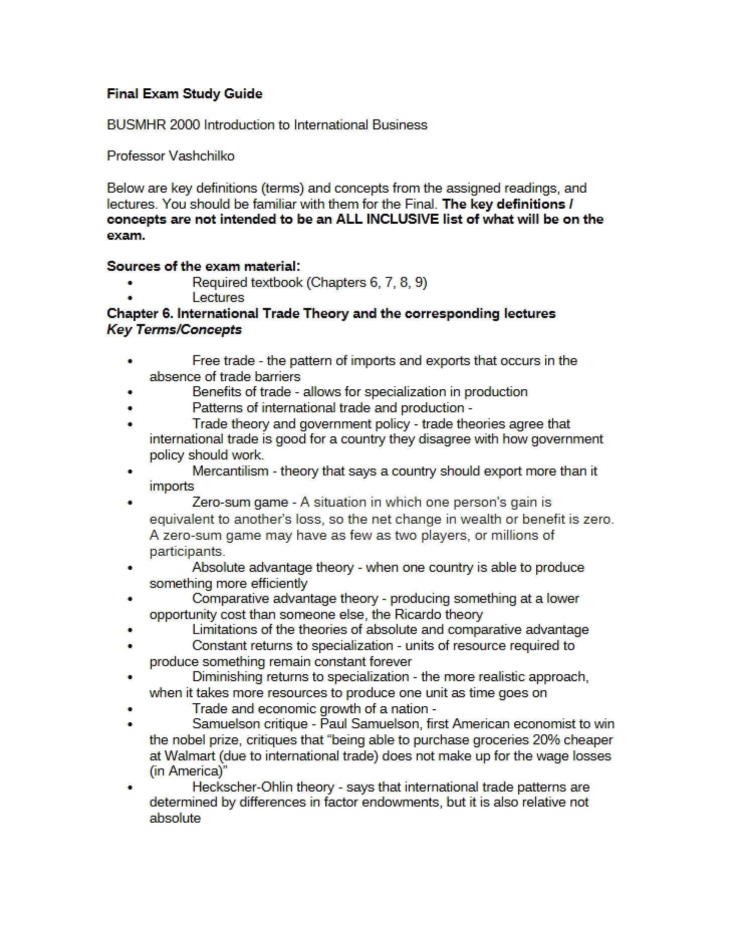 Global Business Final Exam
