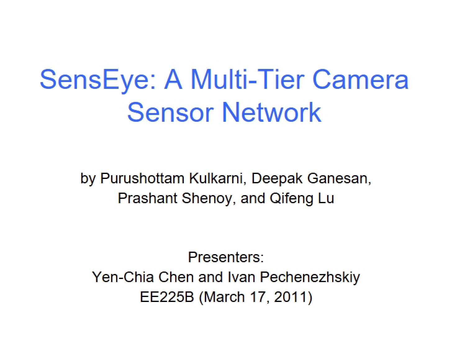 Multi-Tier Camera Sensor Network SensEye