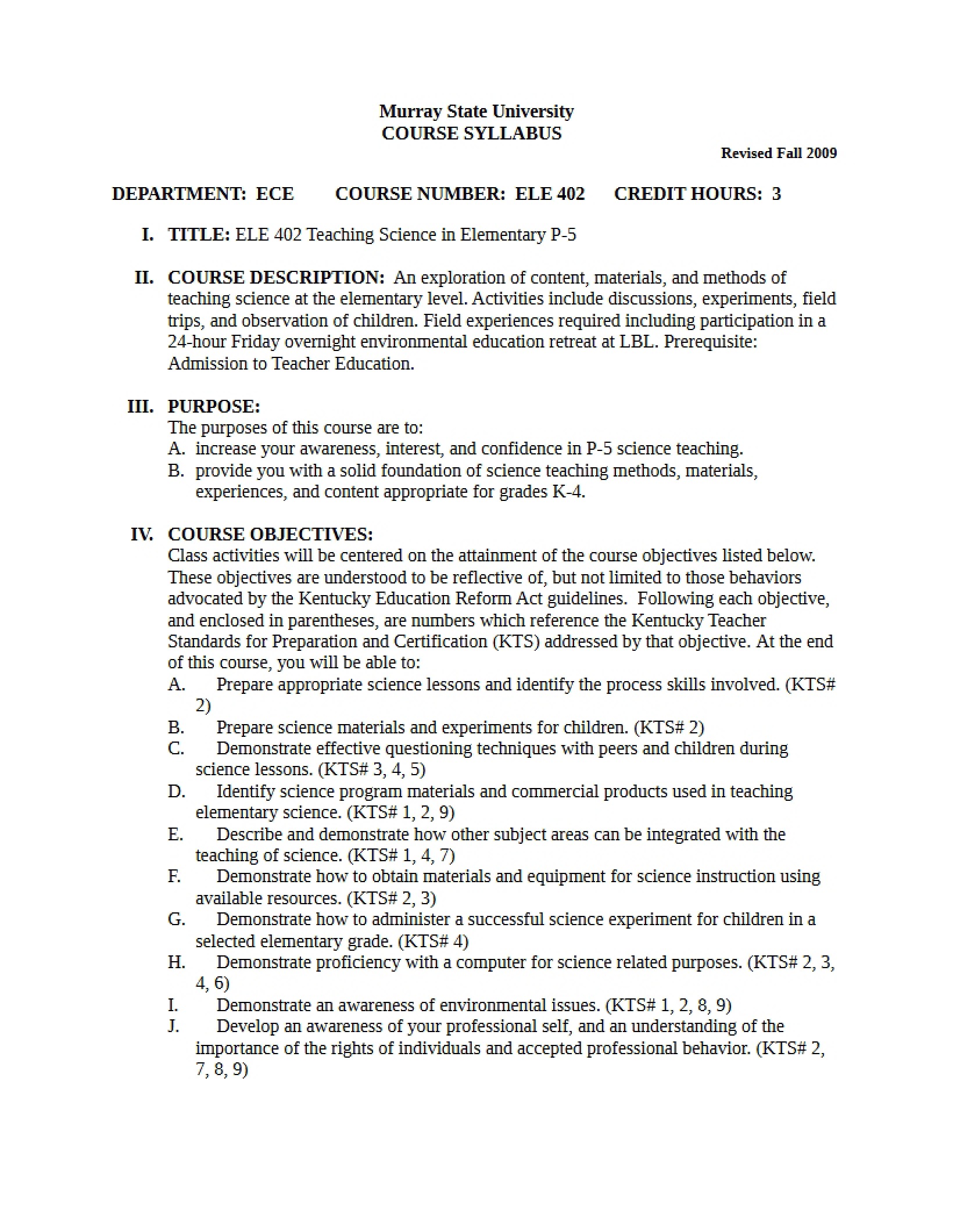 Syllabus - 5 Pages