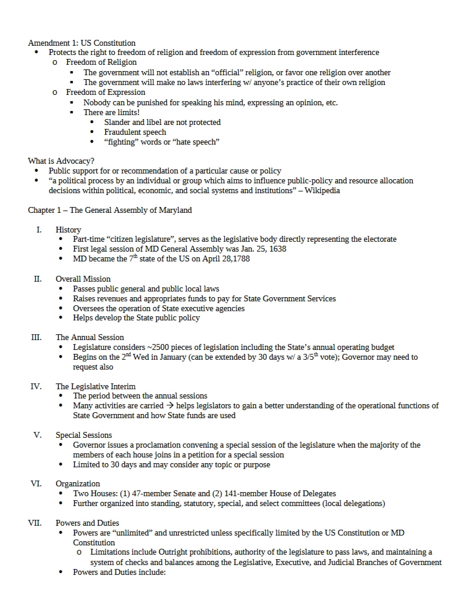 US Constitution First Amendment