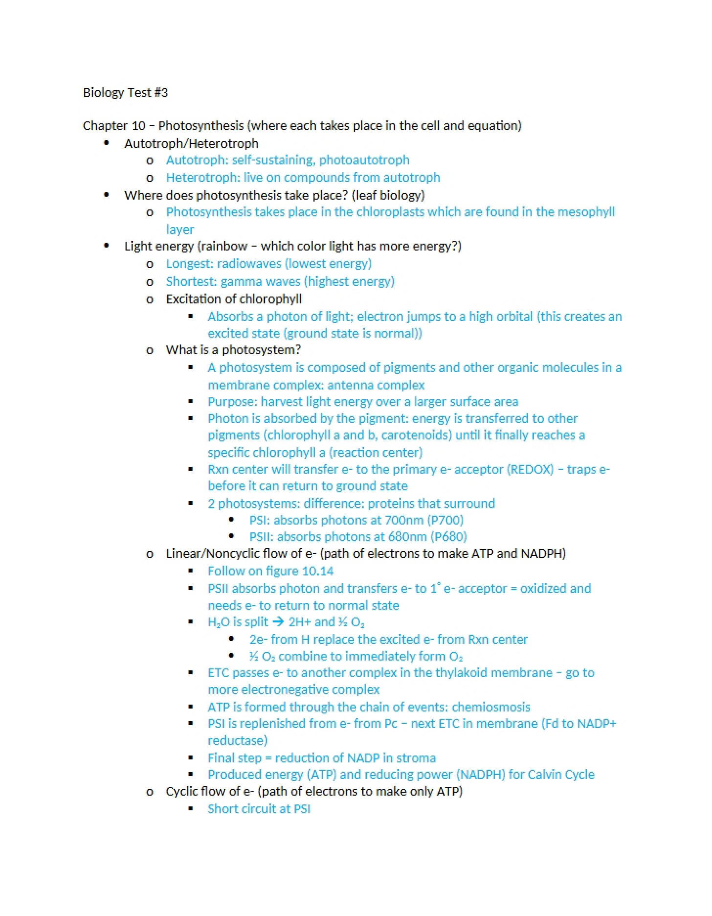 Test Three Biology