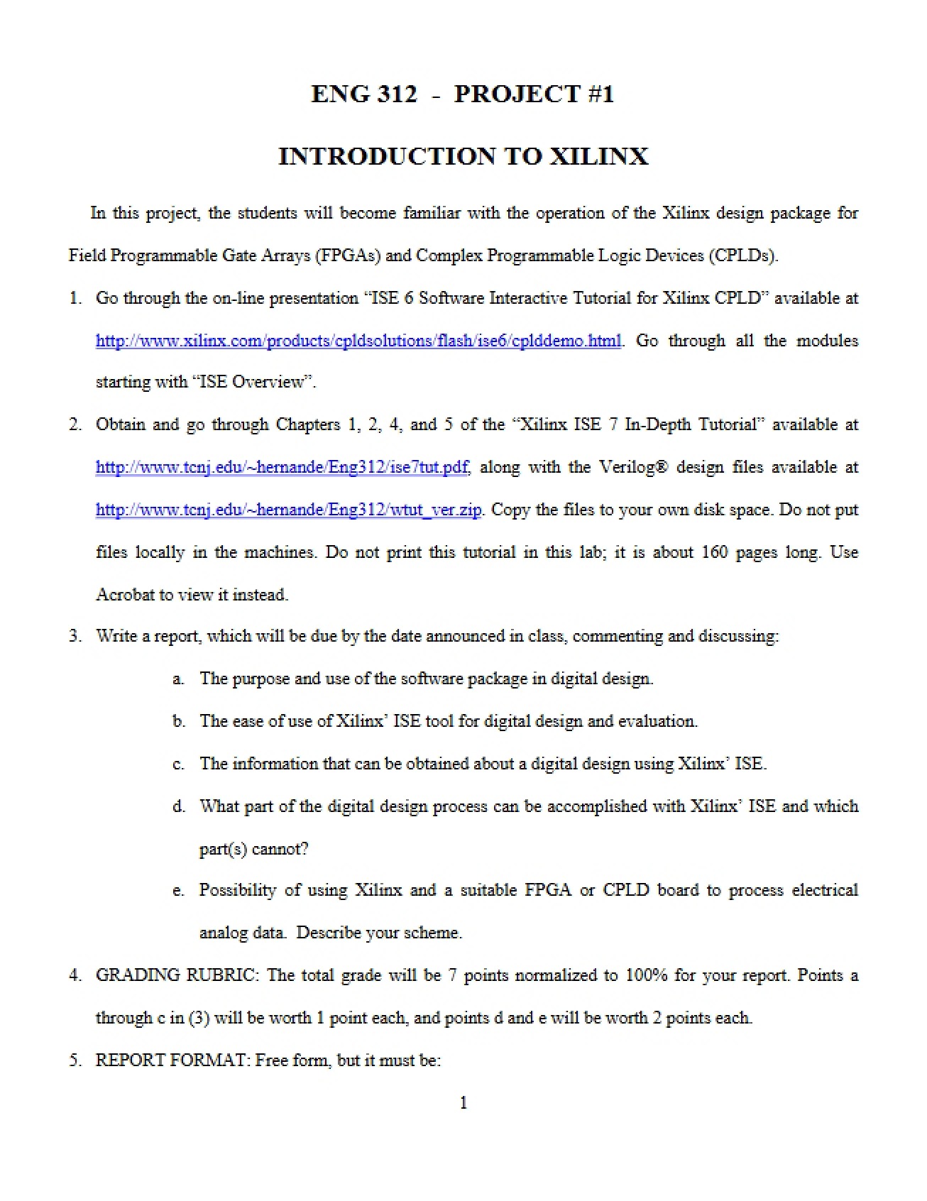 Project #1 Introduction to XILINX