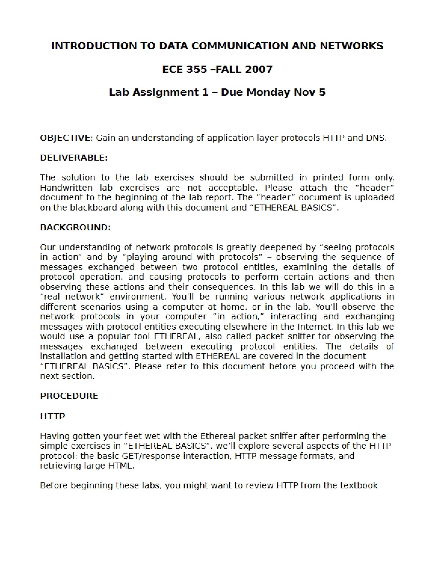 Assignment for Lab 1