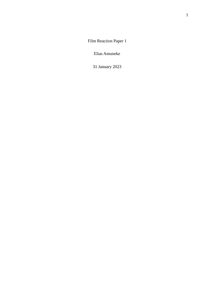Reaction Paper 1 for Film