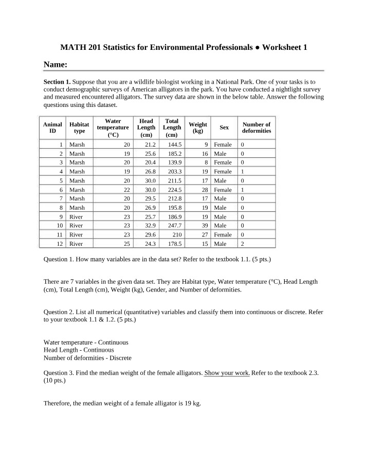 MATH 201 Worksheet 1