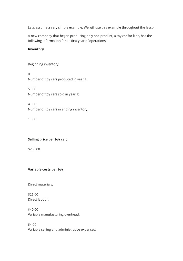 Product Cost Absorption vs Variable Costing Calculation
