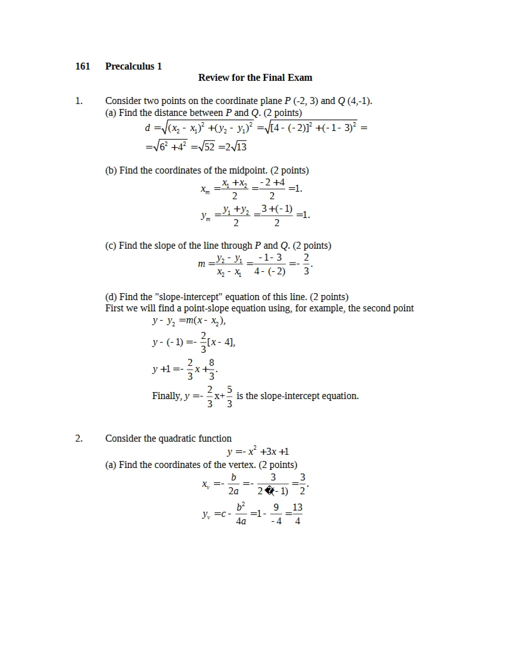 Final Exam Review