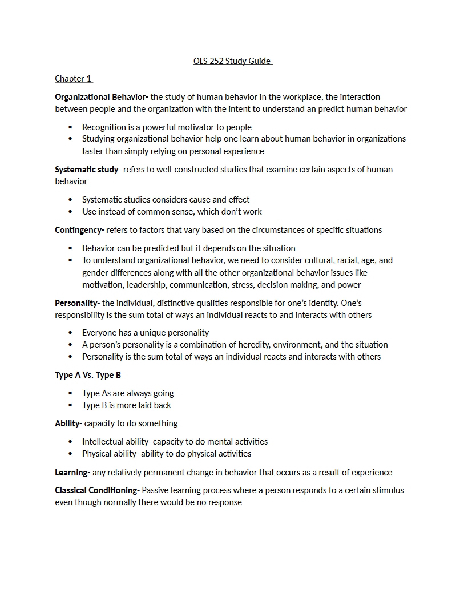 Study Guide for Human Relations