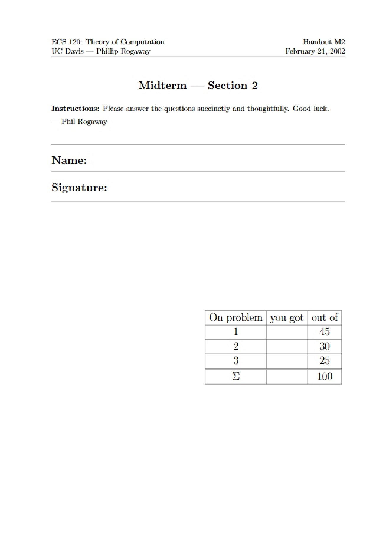 Midterm Examination