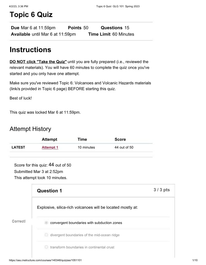 Quiz for Topic 6