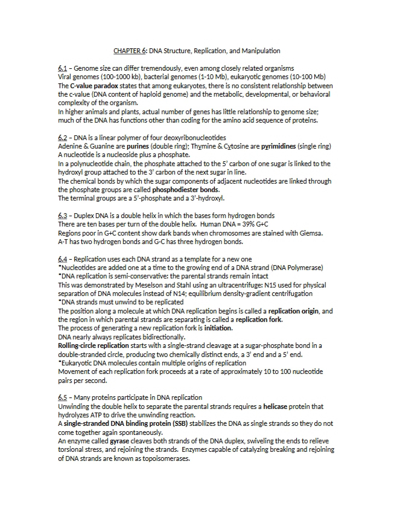Structure of DNA - Chapter 6