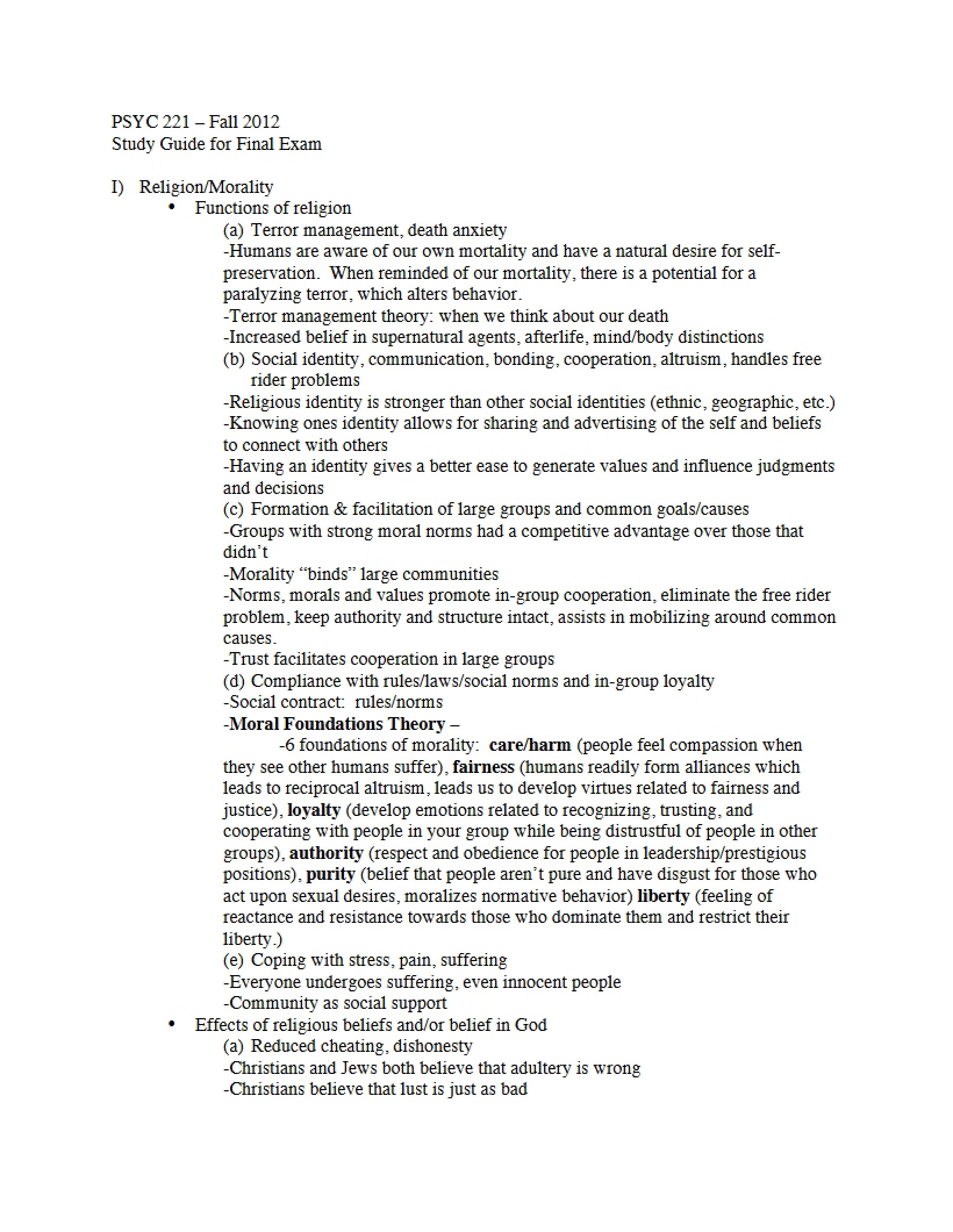 Comprehensive Final Study Guide