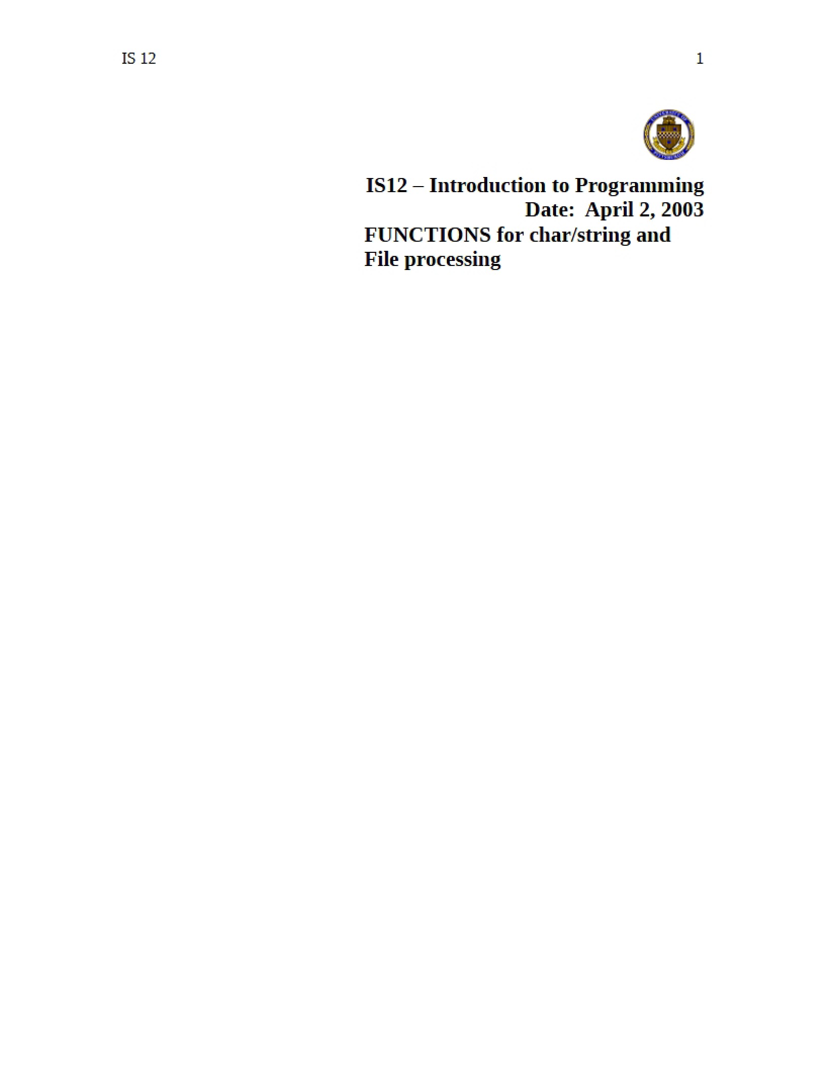 Lecture Notes on Programming