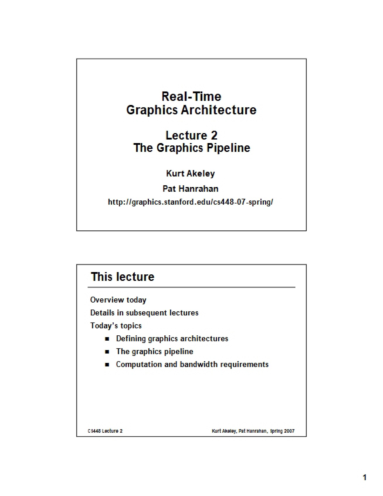 Lecture Notes for a Topics in Computer Graphics Course