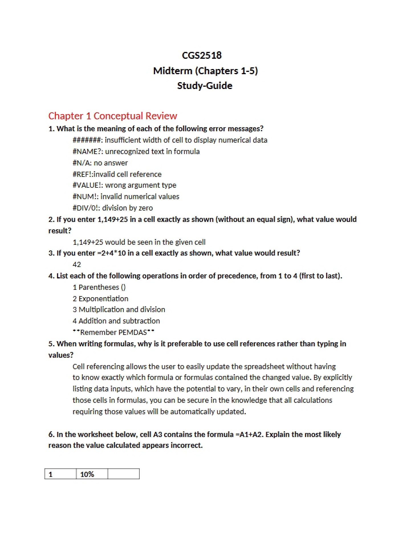 Review of Conceptual Concepts Chapter 1