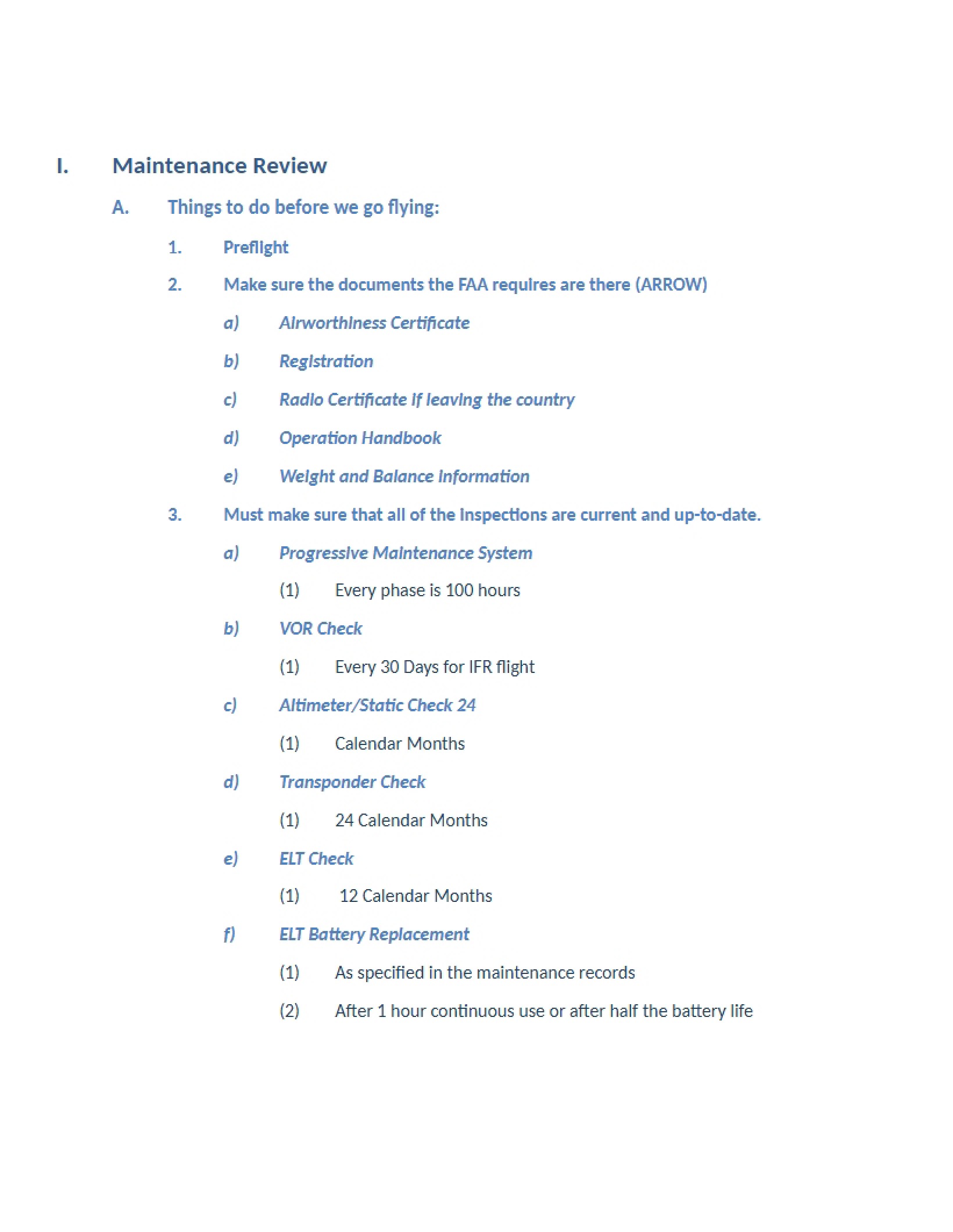 Review of Maintenance