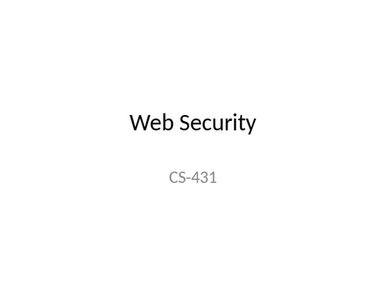 Security for the Web