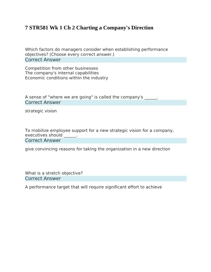 Competition - Factors in Establishing Performance Objectives