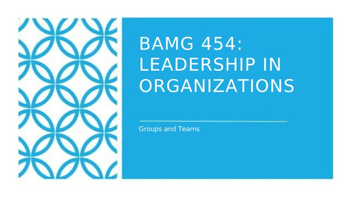 BAMG 454 - Groups and Teams Lecture Slides