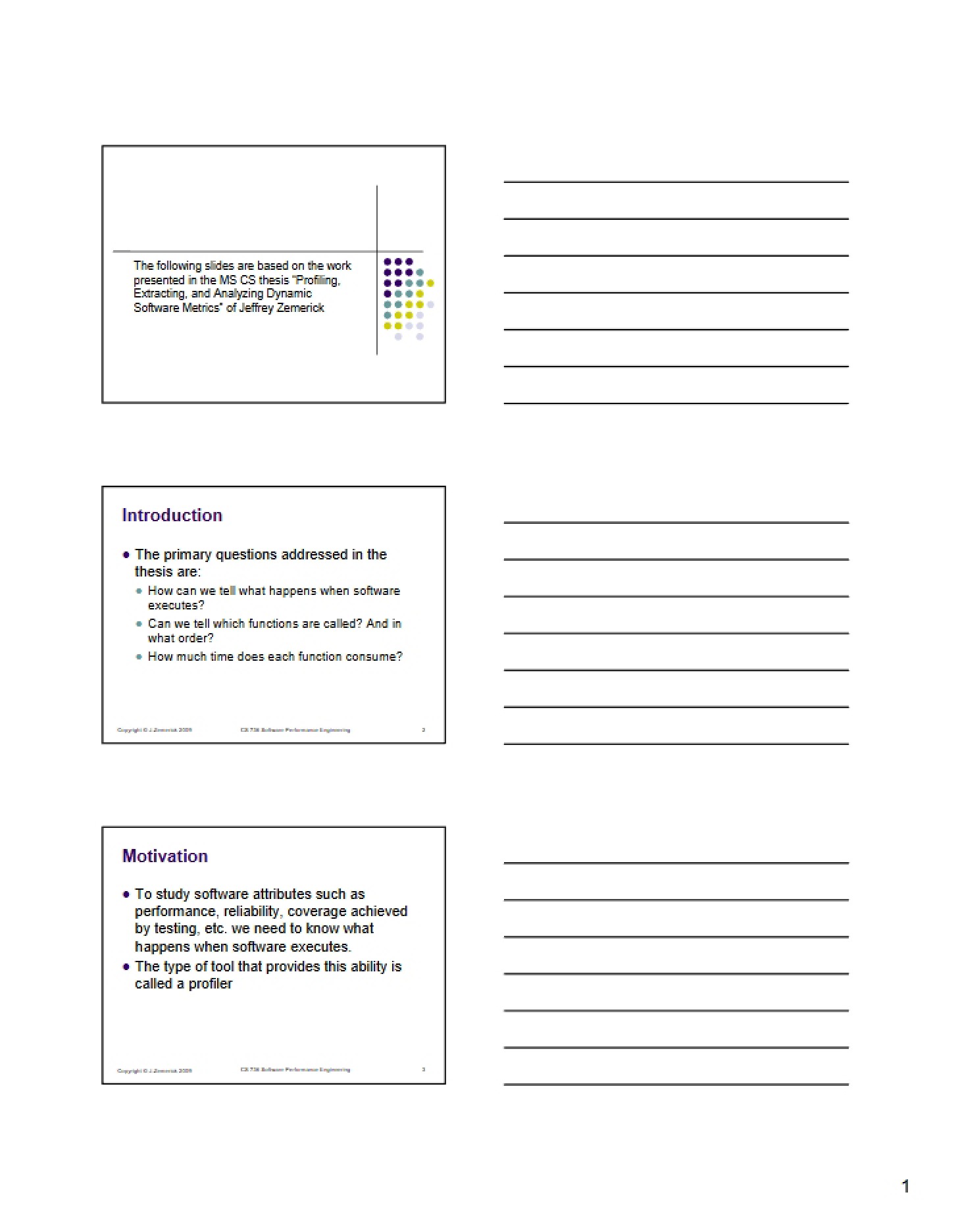 Format of Program Profiling Notes