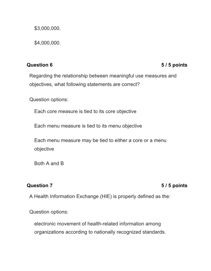 Questions on Health Information Exchange and Meaningful Use