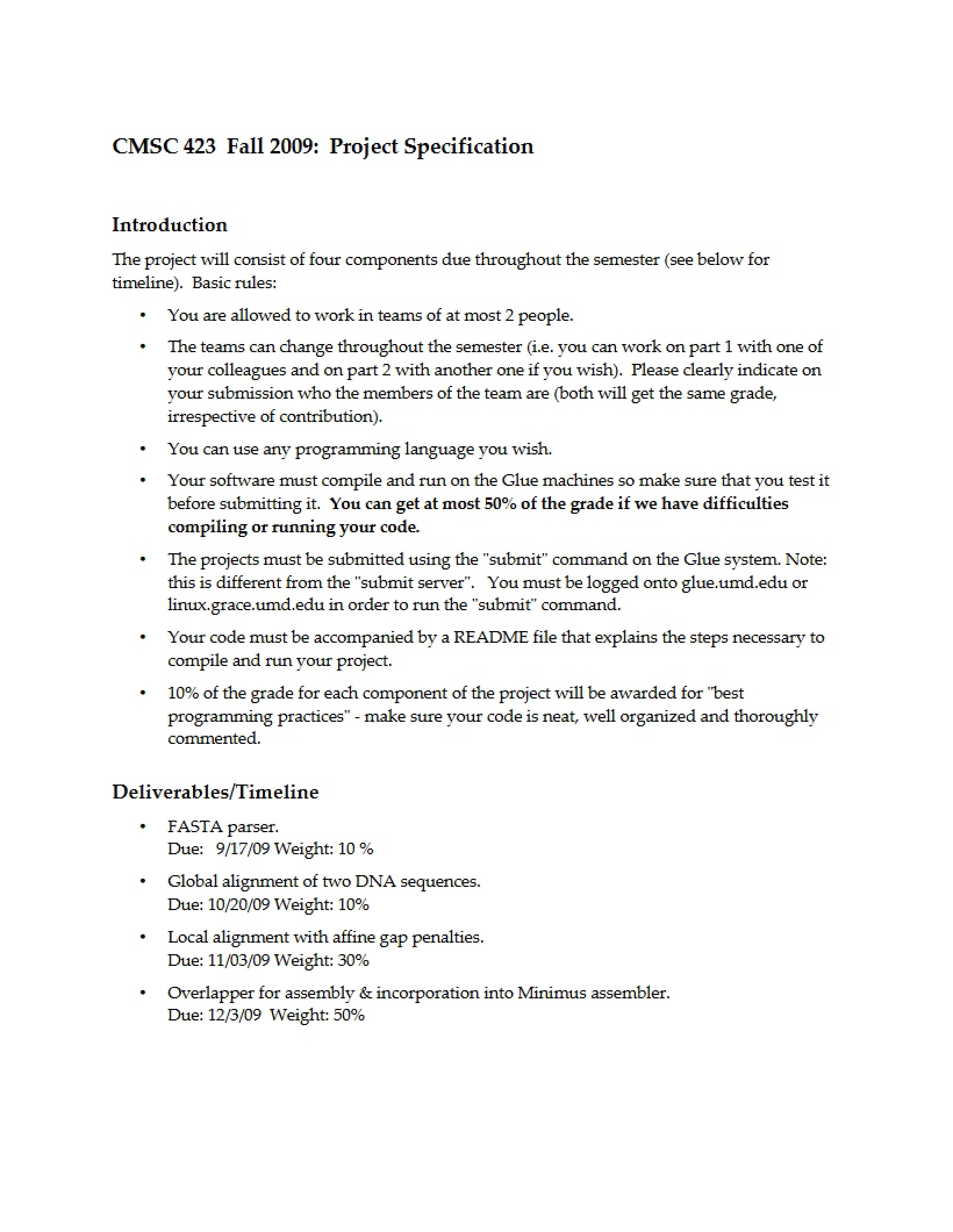 Bioinformatics Project Requirements