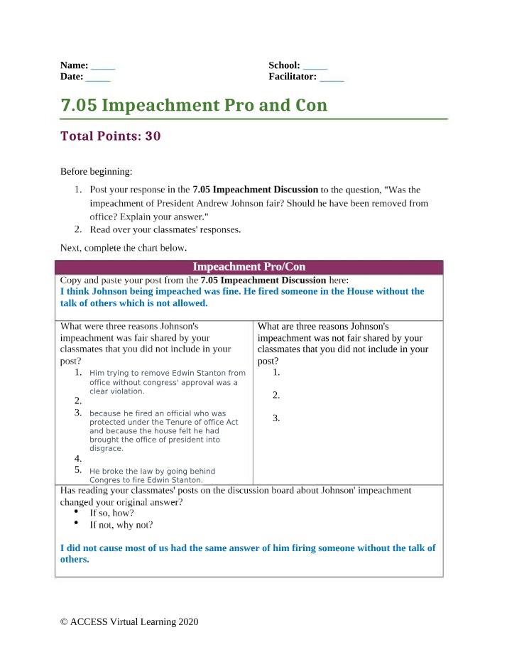 Impeachment - Pros and Cons - 7.05