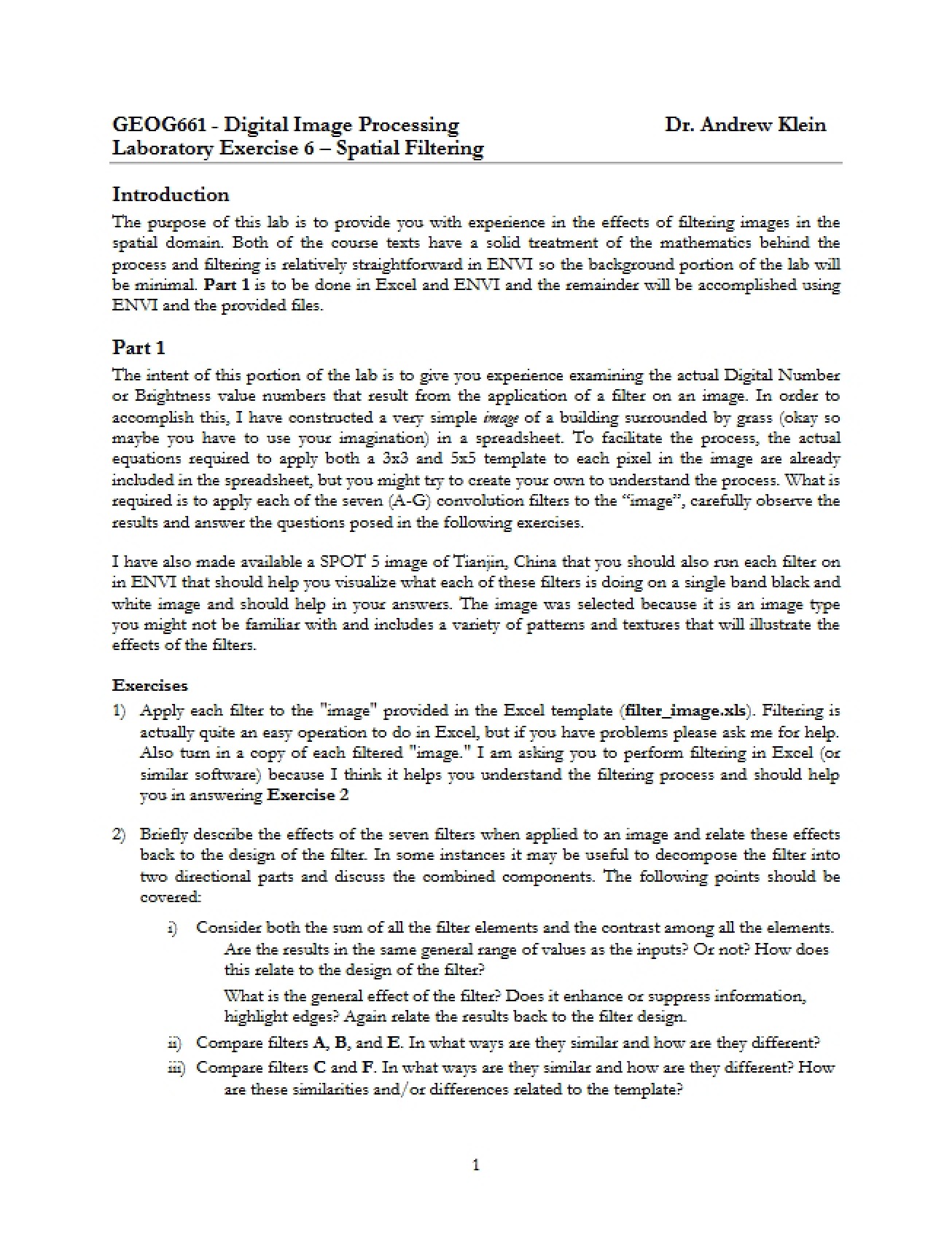 Set of Instructions for Digital Image Processing and Analysis