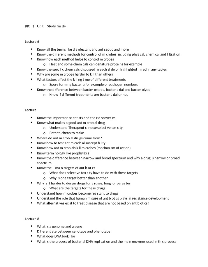 Microbial Control Methods - Disinfectants and Chemicals