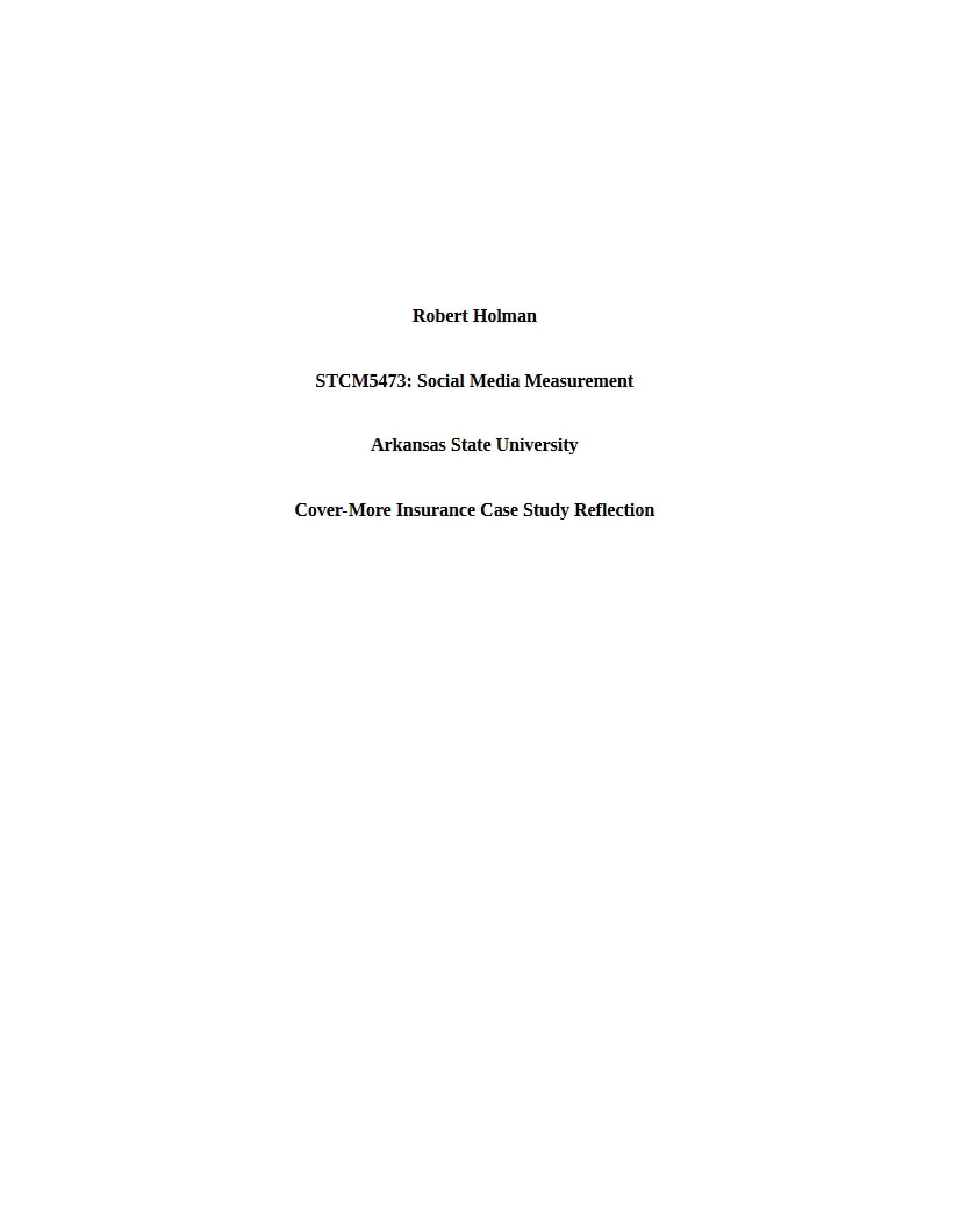 Case Study Reflection Cover-More Insurance