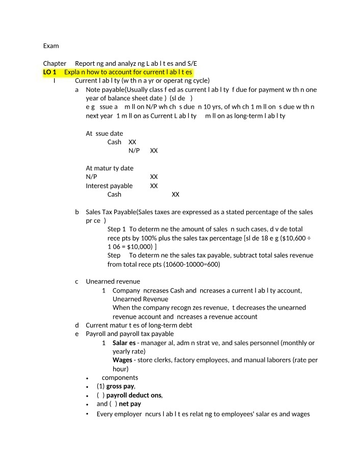 Miscellaneous Accounting Exam 3