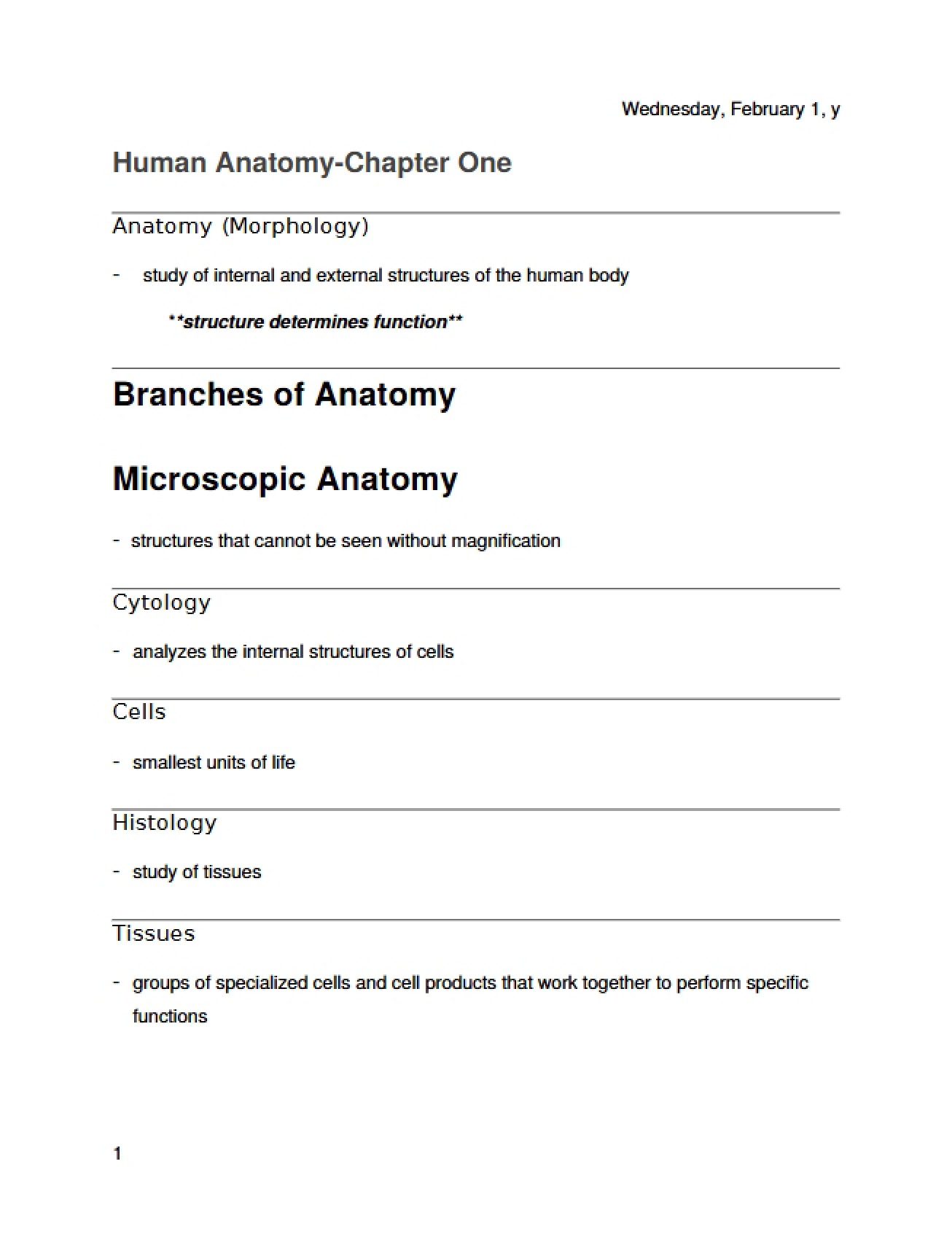 Chapter One Human Anatomy
