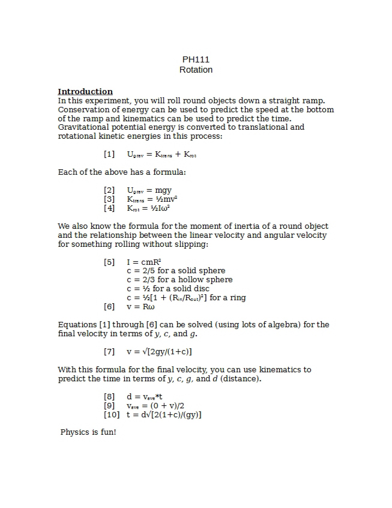 Physics of Rotation