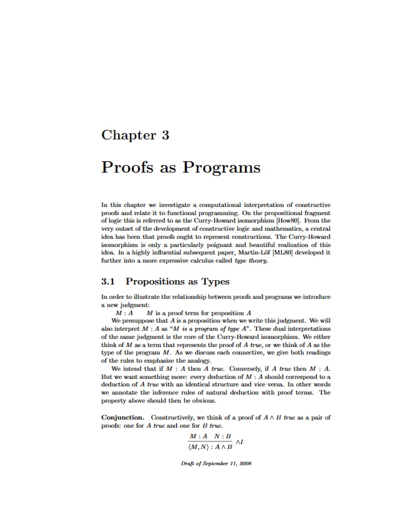 Programs as Proofs