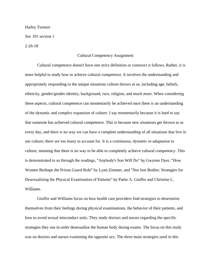 Assignment on Cultural Competency