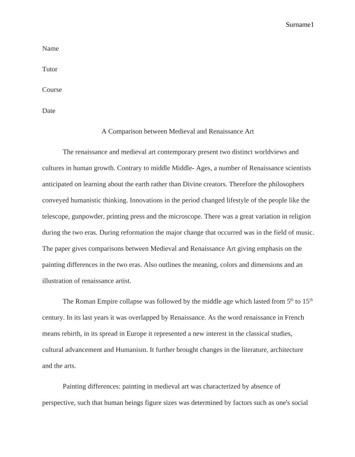 Comparison of Renaissance and Medieval Art